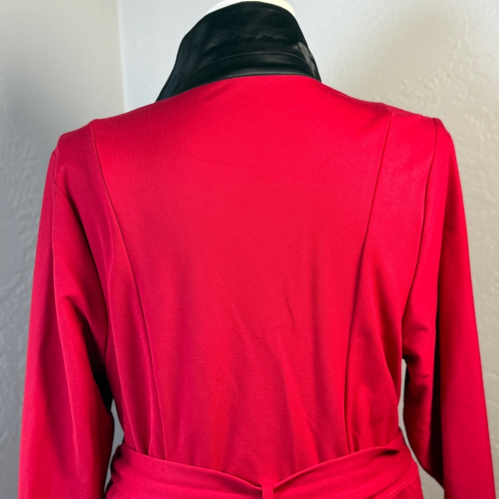 Torrid Red Tuxedo-Style Wrap Dress Black Satin Trim Size 20 - Picture 6 of 9